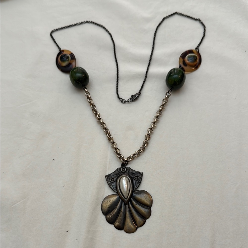 Gold and Black Bohemian Shell Necklace